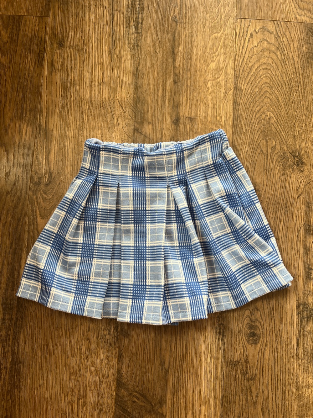 Zara Blue Plaid Pleated Mini Skort - Classic Schoolgirl Style